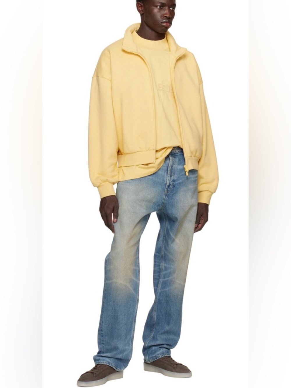ESSENTIAS  FEAR OF GOD ESSENTIALS Flocked Long Sleeve T-Shirt New